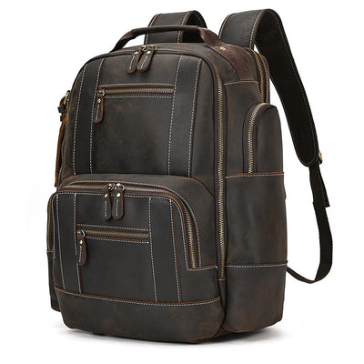 Mochila de Cuero Retro para Hombre - Gran Capacidad y Múltiples Bolsillos - Image 35