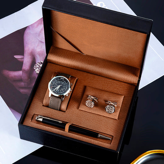 Set de 3 Piezas para Hombre: Reloj Deportivo Retro, Bolígrafo y Gemelos con Calendario - Image 6