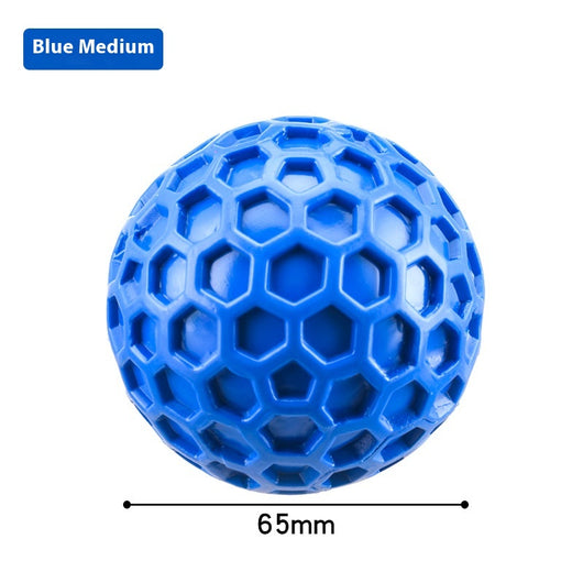 Red 65mm dog toy ball with a textured honeycomb surface, designed for vocalization, bite-resistance, and molar relief. - Image 12