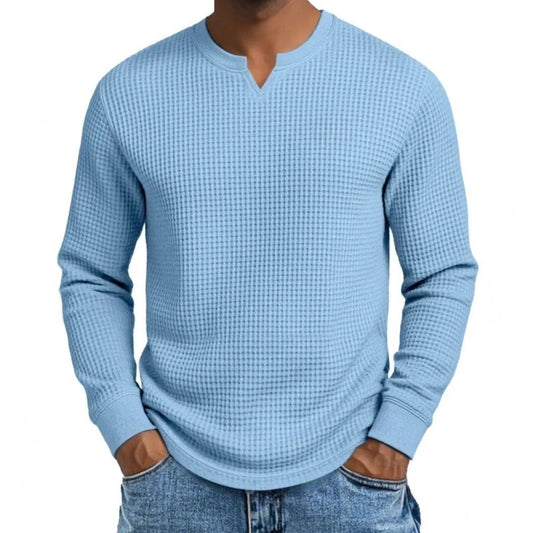 Polera Slim Fit Cuello V Manga Larga Casual para Hombre