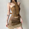 Top Halter Ajustado con Cuello Anudado y Espalda Descubierta