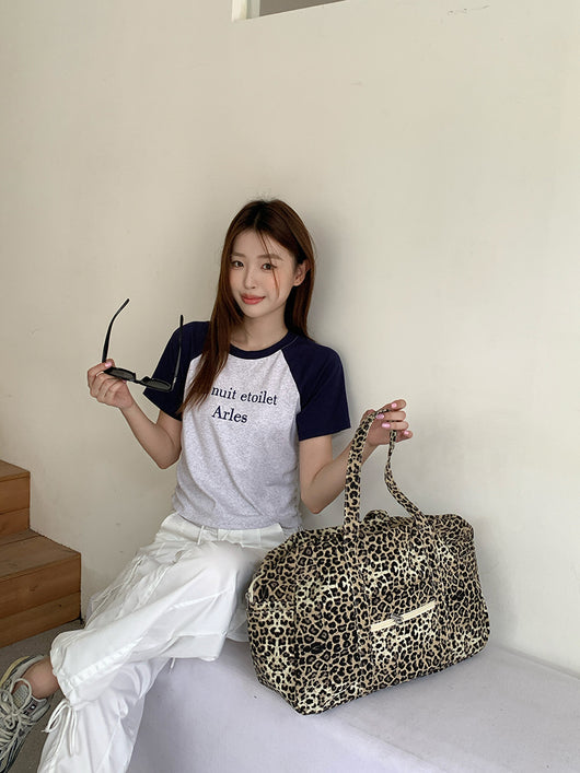 Bolsa de Hombro Estampado Leopardo en Lona para Mujer - Image 10
