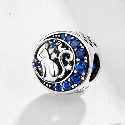Pulsera de Plata Esterlina con Gatos Lunares y Perlas Dispersas - Image 7