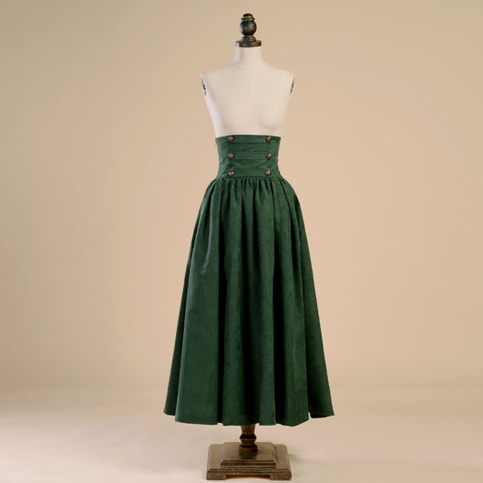 Conjunto Retro: Blusa Blanca con Mangas Linterna y Falda Verde Cintura Alta - Image 5