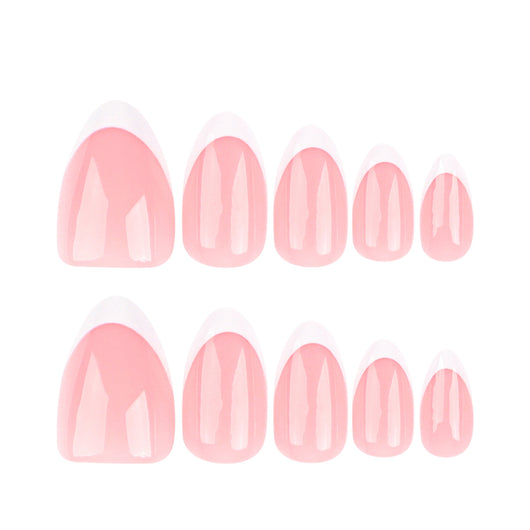 Uñas Postizas Francesas Punta Corta con Borde Blanco Clásico - Image 5