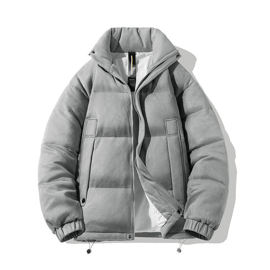 Chaqueta Corta de Plumas de Pato Blanco con Cuello Elevado y Ante - Image 7