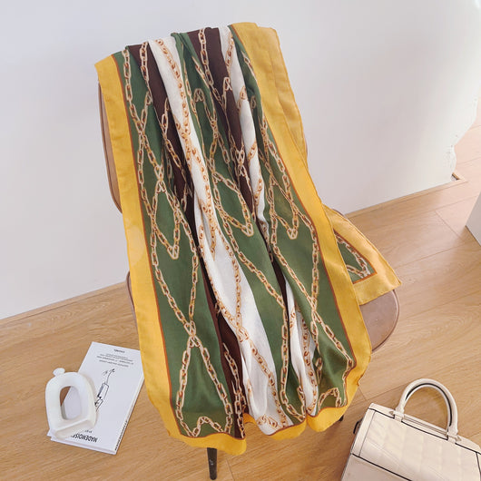 Pashmina de Algodón y Lino Estampada - Chal Abrigador Versátil - Image 26