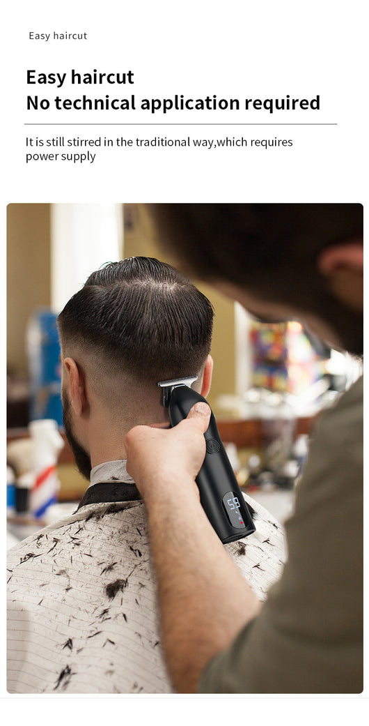 Professional electric hair clipper with a colorful graffiti design, digital display, and a set of guide combs. - Image 15