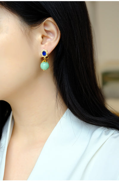 Aretes de Jade Retro Francés en Plata de Ley Natural - Image 4