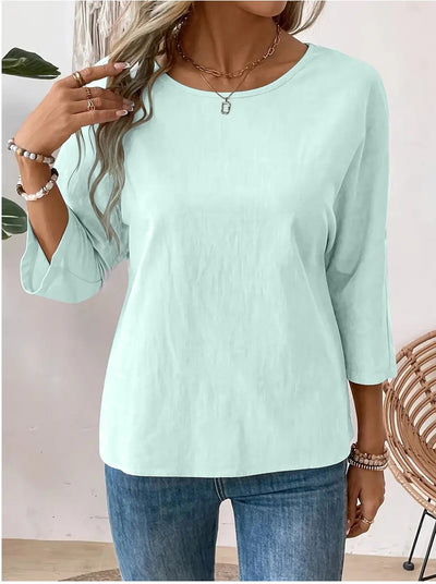 Blusa Casual de Cuello Redondo Diseño Elegante y Minimalista para Mujer - Image 12