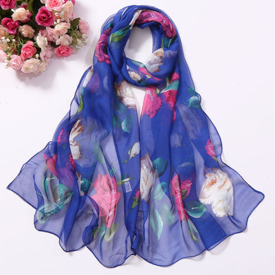 Pañuelo de Seda con Protección Solar y Estampado de Rosas - Image 28