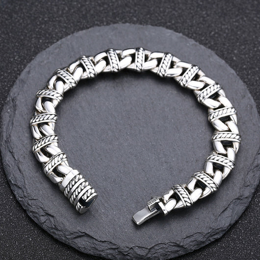 Pulsera de Plata Esterlina con Diseño de Nariz de Cerdo - Estilo Personalidad Grueso - Image 5
