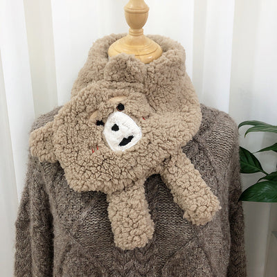 Bufanda Térmica de Lana Cordero con Diseño Osito Adorable para Invierno - Image 10