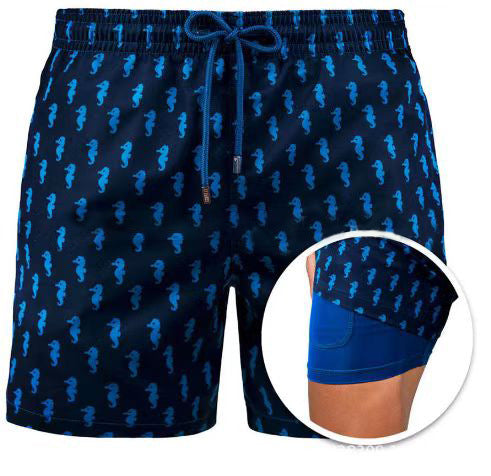 Pantalones Cortos Deportivos Estampados de Doble Capa para Hombre - Image 3