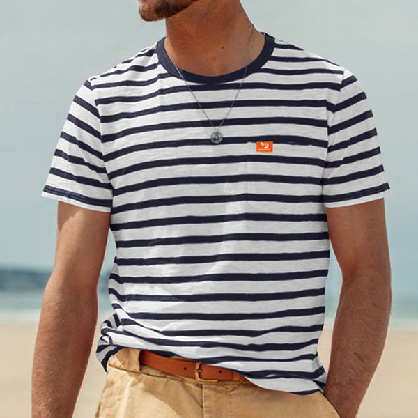 Camiseta Rayada de Manga Corta para Hombre - Comodidad de Verano