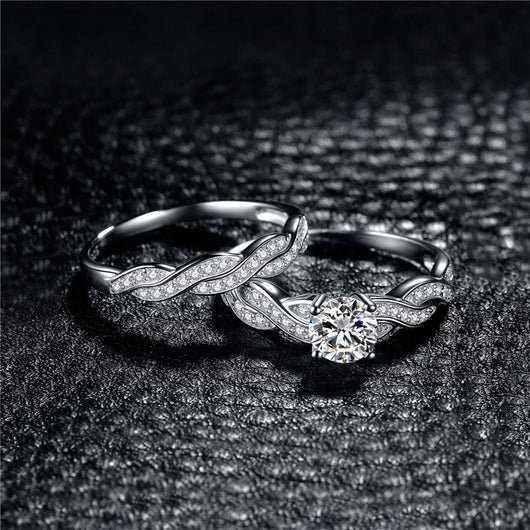 Juego de Anillos para Parejas en Acero Inoxidable Plateado - Image 5