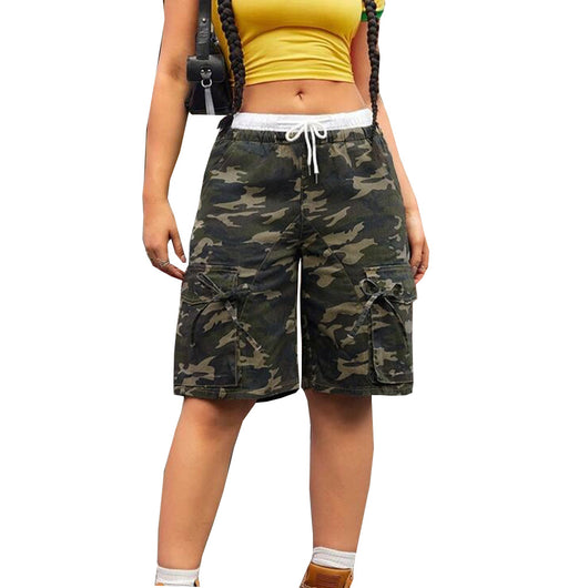 Shorts Holgados de Camuflaje con Bolsillos y Cordón Ajustable - Image 5