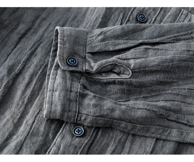 Camisa de Lino Retro con Cuello Mao - Comodidad y Estilo Clásico - Image 18