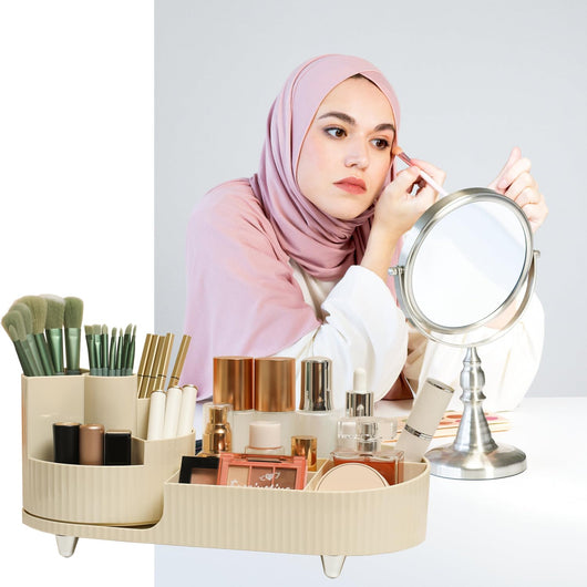 Organizador Giratorio de Maquillaje para Tocador - Gran Capacidad con Soporte para Brochas - Image 8