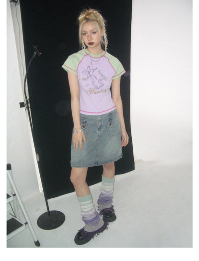Camiseta Manga Corta Cuello Redondo con Contraste para Mujer - Image 17