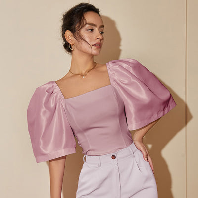 Blusa Elegante Retro con Cuello Cuadrado y Mangas Farol - Image 10