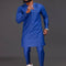 Conjunto de Camisa Formal Estilo Africano para Hombre - Azul Elegante