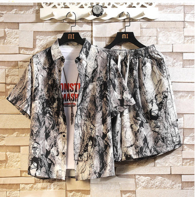 Camisa Suelta Tie-Dye con Estampado Floral para Hombre