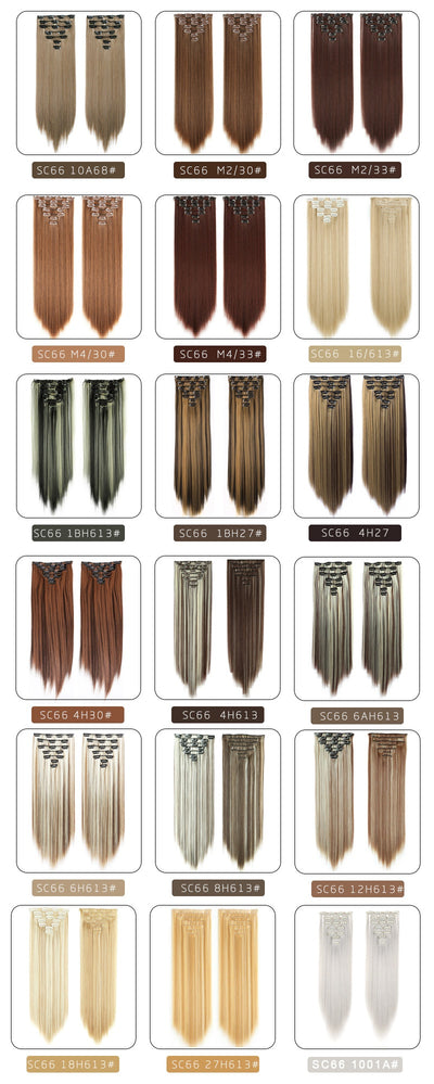 Set de Extensiones de Cabello con 16 Clips - Peluca de Fibra Sintética Premium - Image 63