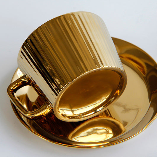 Juego de Taza de Café de Cerámica Esmaltada con Platillo - Image 8