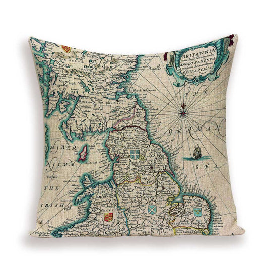 Funda de Almohada Retro con Mapa del Mundo Europeo - Cojín Decorativo Estilo Marroquí en Lino - Image 25