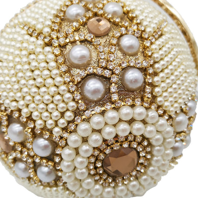 Bolso de Mano Redondo con Perlas y Diamantes - Image 12