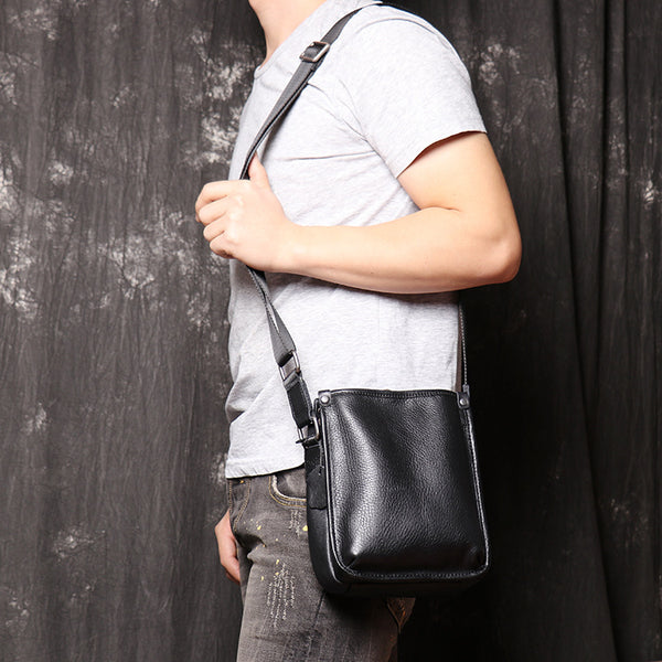 Bolso Bandolera de Cuero para Hombre con Múltiples Compartimentos