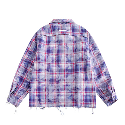 Camisa de Cuadros Desgastada de Manga Larga para Hombre - Image 24