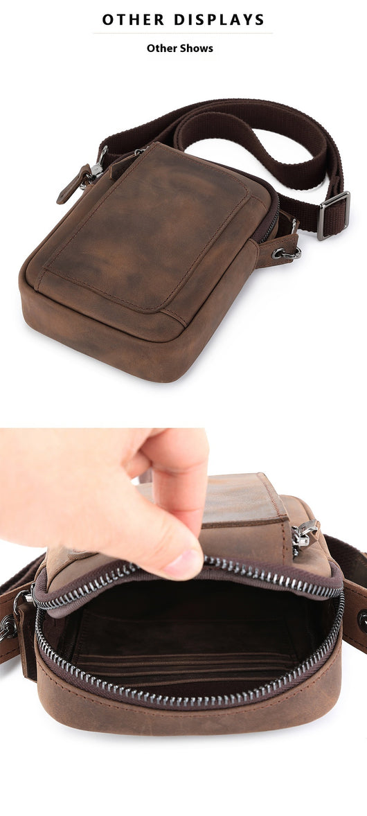 Bolsa Crossbody de Cuero para Teléfono y Accesorios - Diseño Asimétrico para Hombre - Image 11