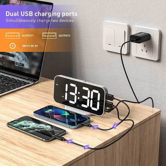 Reloj Despertador LED Cuadrado de Escritorio