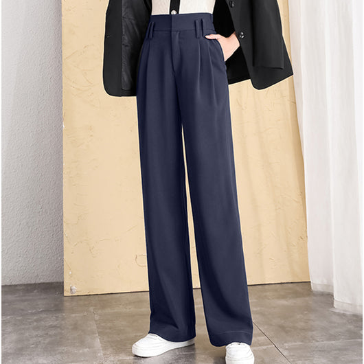 Pantalón Ancho de Cintura Alta Drapeado Elegante para Otoño e Invierno - Image 7