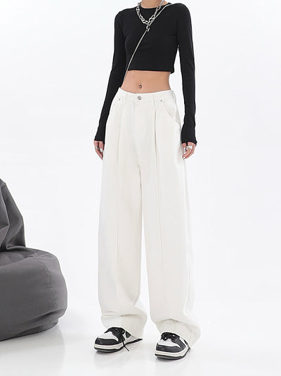 Pantalón Recto Cintura Alta Diseño Minimalista Tendencia Street Style - Image 3