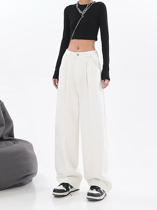 Pantalón Recto Cintura Alta Diseño Minimalista Tendencia Street Style - Image 3