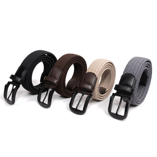 Cinturón Elástico Trenzado Negro Puro sin Agujeros para Hombre - Image 2