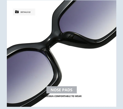 Women's square fashion sunglasses with red and green gradient tortoise shell frames and gradient purple-to-yellow lenses. - Image 17
