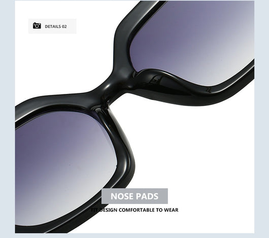 Women's square fashion sunglasses with red and green gradient tortoise shell frames and gradient purple-to-yellow lenses. - Image 17