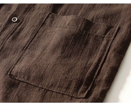 Camisa Lino Cuello Mao Manga Larga Transpirable Estilo Asiático para Hombre - Image 16