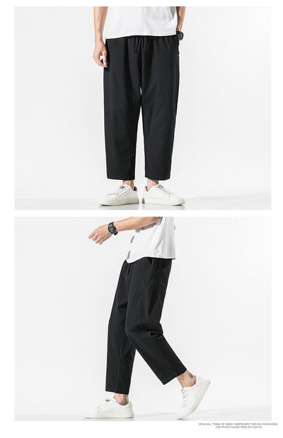Pantalones Casuales Talla Grande Hombre - Corte Recto Algodón Lino Estilo Retro - Image 12