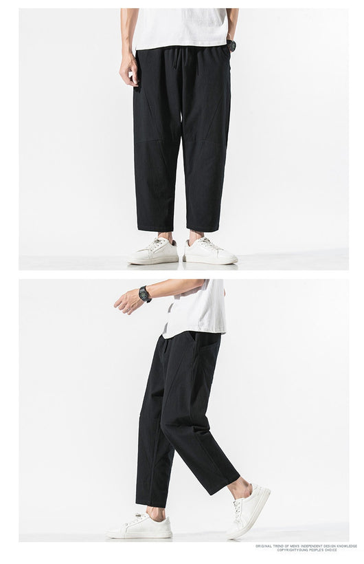 Pantalones Casuales Talla Grande Hombre - Corte Recto Algodón Lino Estilo Retro - Image 12