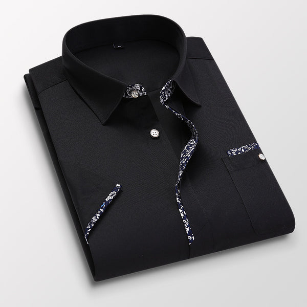 Camisa Casual Estilo Coreano Manga Corta Slim Fit Tallas Grandes Hombre