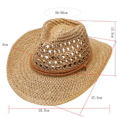 Sombrero Vaquero Plegable de Rafia Hueca Unisex - Image 13