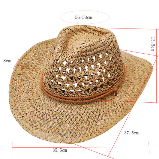 Sombrero Vaquero Plegable de Rafia Hueca Unisex - Image 13
