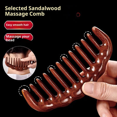 Peine de Madera de Sándalo Dorado Tallado a Mano - Image 11