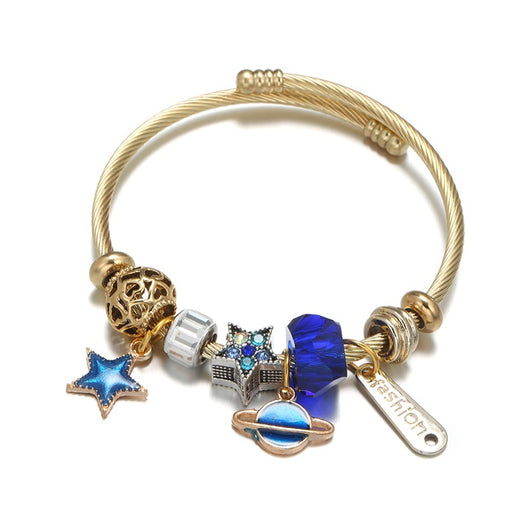 Pulsera de Acero Inoxidable con Dije Floral Mosaico Dorado - Image 7