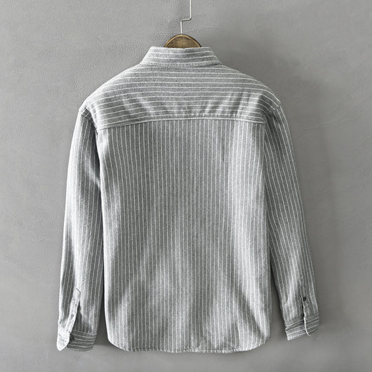 Chaqueta Camisa de Forro Polar Rayada para Hombre - Image 6
